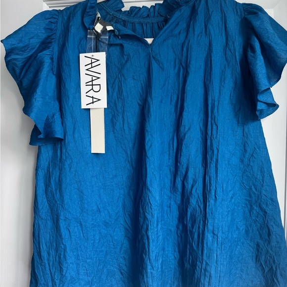 PINCH Blue Ruffled Blouse with Crochet Detail Sz S - Picture 2 of 5